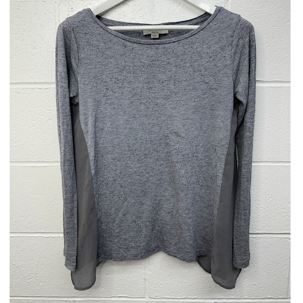 AllSaints Top Gray Mixed Media Chiffon Side Panels / Womens Medium